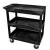 Janitorial Carts, Trucks, and Utility Carts: Luxor - Black 3 Tub Cart W/ SP5 Casters