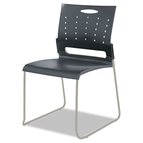 Alera SC6546 Continental Series Perforated Back Stacking Chairs Charcoal Gray 4/Carton 