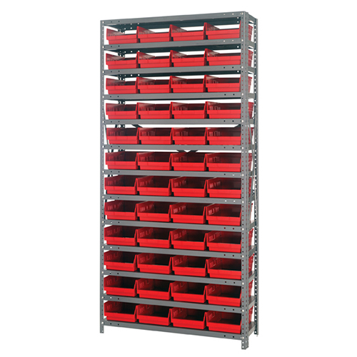 Quantum Storage Economy Shelf Storage Units with Bins, Red