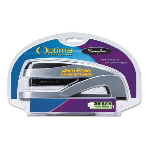 Swingline Stapler Jam Free Desk 87801 Optima Full Size Desktop Stapler Silver 25 Sheet Capacity 