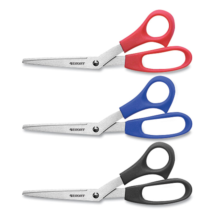 Westcott All-Purpose Value Stainless Steel Scissors, 8, Bent, Red