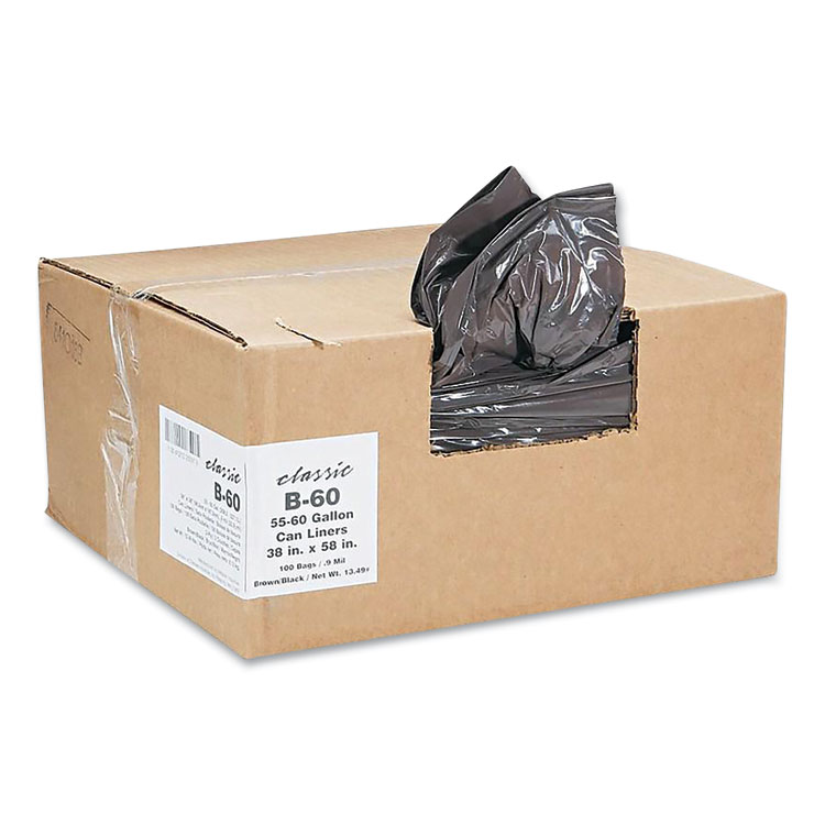 Stout, STOT3860B15, Recycled Content Trash Bags, 100 / Carton, Brown