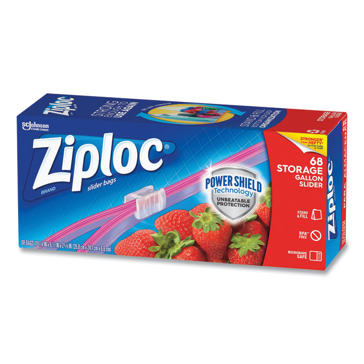 Ziploc Slider Storage Bags, Gallon, 68/Carton (316489)