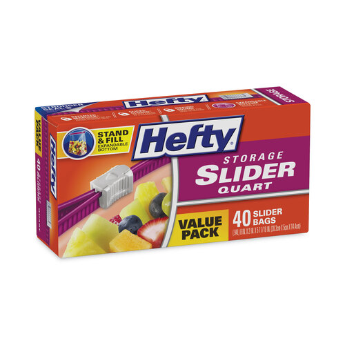 Hefty Slider Bags, Freezer, Quart - 15 bags