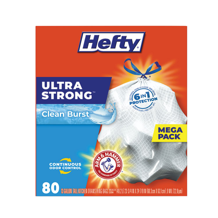 Hefty Ultra Strong Blackout Tall Kitchen Trash Bags, Clean Burst