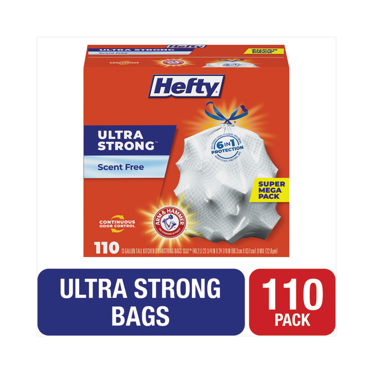 Hefty Ultra Strong Tall Kitchen Trash Bag 13 Gal., White