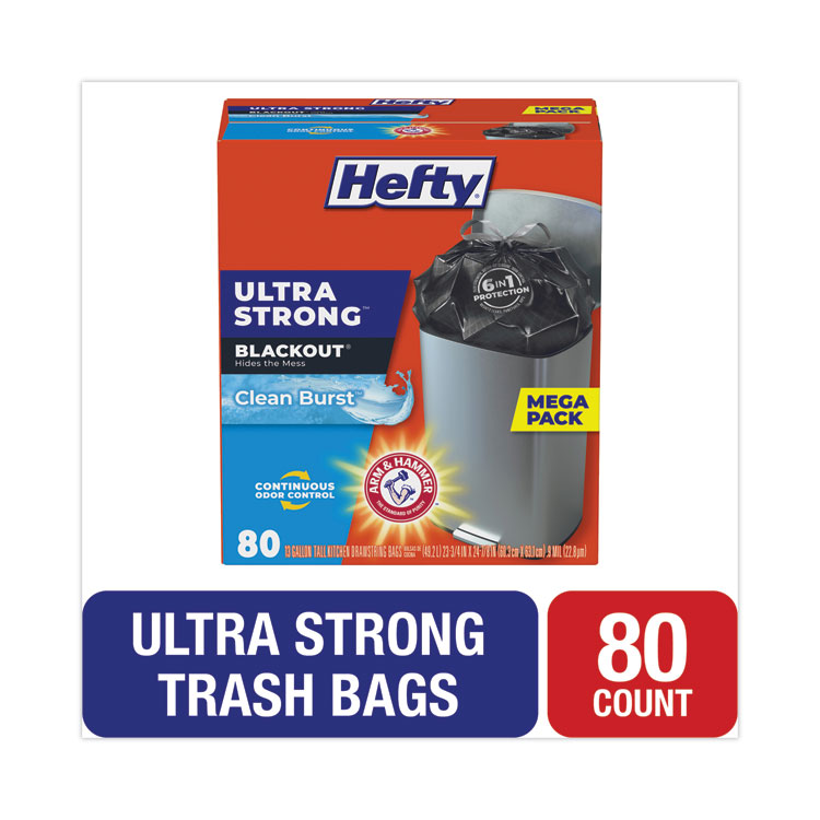 Hefty Ultra Strong Blackout Tall Kitchen Trash Bags, Clean Burst, 13  Gallon, 20 Count 