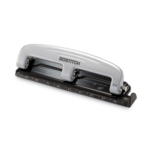 EZ Squeeze Three-Hole Punch, 12-Sheet Capacity, Black-Silver