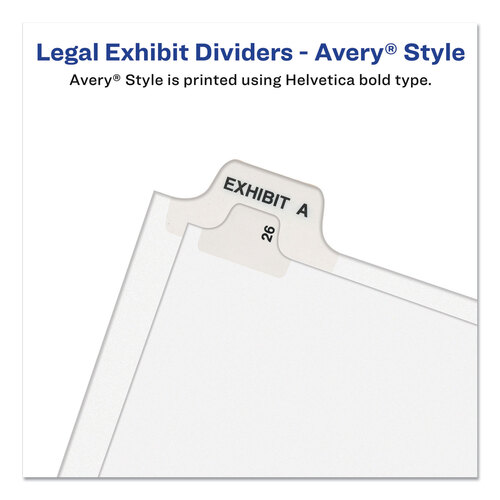 AVE01333 - Avery - Preprinted Legal Exhibit Side Tab Index Dividers, Avery Style, 25-Tab, 76 to 100, 11 x 8.5, White, 1 Set, (1333)