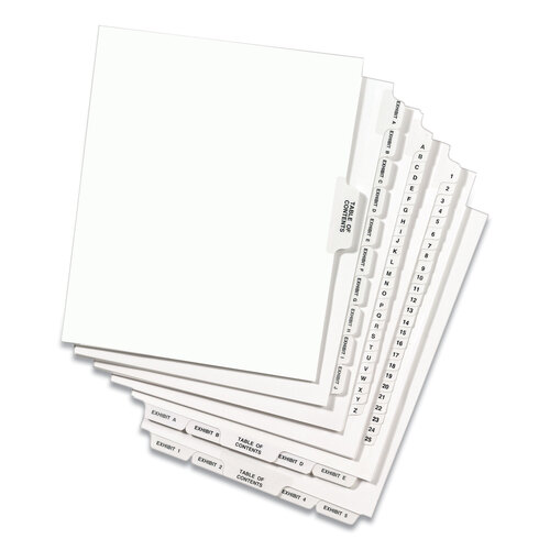 AVE01370 - Avery - Preprinted Legal Exhibit Side Tab Index Dividers, Avery Style, 26-Tab, Exhibit A to Exhibit Z, 11 x 8.5, White, 1 Set, (1370)