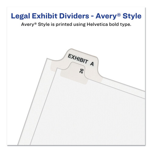 AVE01400 - Avery - Preprinted Legal Exhibit Side Tab Index Dividers, Avery Style, 26-Tab, A to Z, 11 x 8.5, White, 1 Set, (1400)