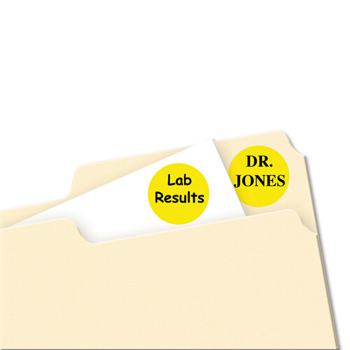 AVE05462 - Avery - Printable Self-Adhesive Removable Color-Coding Labels, 0.75&quot; dia, Yellow, 24/Sheet, 42 Sheets/Pack, (5462)