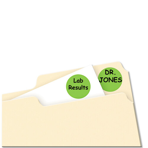 AVE05468 - Avery - Printable Self-Adhesive Removable Color-Coding Labels, 0.75&quot; dia, Neon Green, 24/Sheet, 42 Sheets/Pack, (5468)