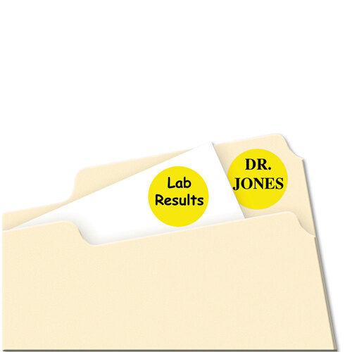 AVE05470 - Avery - Printable Self-Adhesive Removable Color-Coding Labels, 0.75&quot; dia, Neon Yellow, 24/Sheet, 42 Sheets/Pack, (5470)