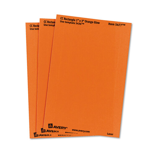 AVE05477 - Avery - Printable Self-Adhesive Removable Color-Coding Labels, 1 x 3, Neon Orange, 5/Sheet, 40 Sheets/Pack, (5477)