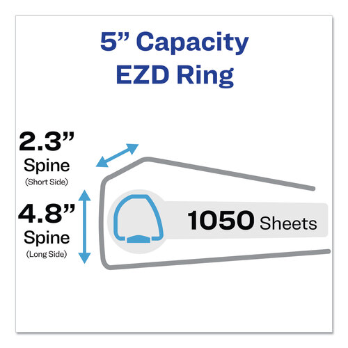 AVE09901 - Avery - Durable View Binder with DuraHinge and EZD Rings, 3 Rings, 5&quot; Capacity, 11 x 8.5, White, (9901)