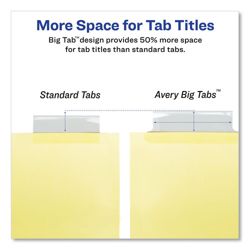 AVE11113 - Avery - Insertable Big Tab Dividers, 5-Tab, Double-Sided Gold Edge Reinforcing, 11 x 8.5, Buff, Clear Tabs, 24 Sets