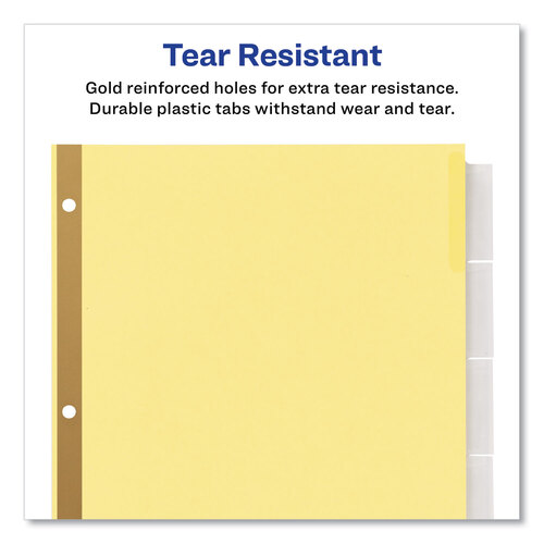 AVE11113 - Avery - Insertable Big Tab Dividers, 5-Tab, Double-Sided Gold Edge Reinforcing, 11 x 8.5, Buff, Clear Tabs, 24 Sets