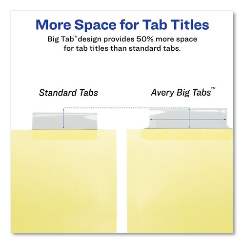 AVE11115 - Avery - Insertable Big Tab Dividers, 8-Tab, Double-Sided Gold Edge Reinforcing, 11 x 8.5, Buff, Clear Tabs, 24 Sets