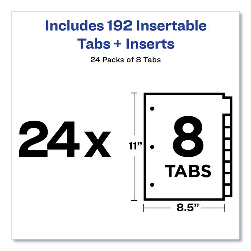 AVE11115 - Avery - Insertable Big Tab Dividers, 8-Tab, Double-Sided Gold Edge Reinforcing, 11 x 8.5, Buff, Clear Tabs, 24 Sets
