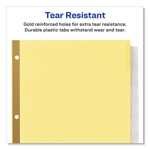 AVE11115 - Avery - Insertable Big Tab Dividers, 8-Tab, Double-Sided Gold Edge Reinforcing, 11 x 8.5, Buff, Clear Tabs, 24 Sets