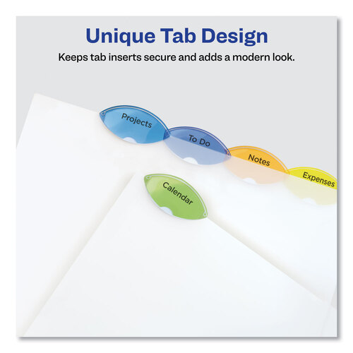 AVE11118 - Avery - Insertable Style Edge Tab Plastic Dividers, 7-Hole Punched, 5-Tab, 8.5 x 5.5, Translucent, 1 Set