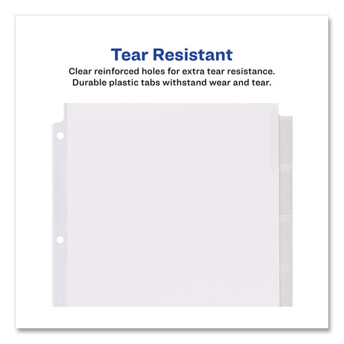 AVE11221 - Avery - Insertable Big Tab Dividers, 5-Tab, Single-Sided Copper Edge Reinforcing, 11.13 x 9.25, White, Clear Tabs, 1 Set