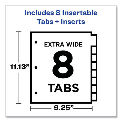 AVE11223 - Avery - Insertable Big Tab Dividers, 8-Tab, 11.13 x 9.25, White, Clear Tabs, 1 Set