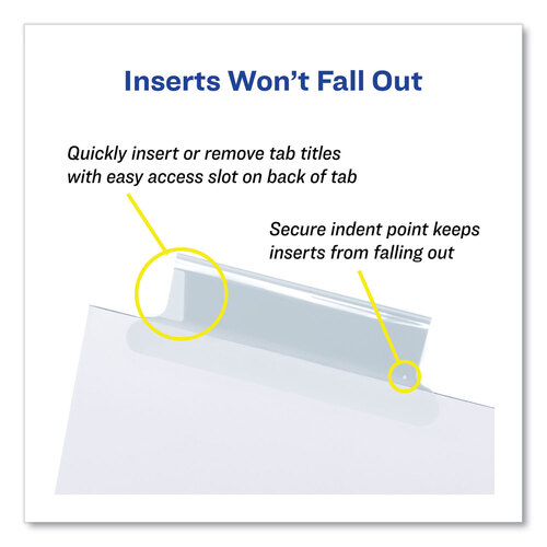 AVE11223 - Avery - Insertable Big Tab Dividers, 8-Tab, 11.13 x 9.25, White, Clear Tabs, 1 Set
