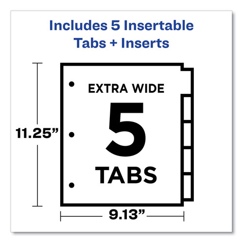 AVE11270 - Avery - Insertable Dividers w/Single Pockets, 5-Tab, 11.25 x 9.13, White, 1 Set