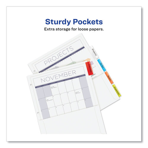 AVE11270 - Avery - Insertable Dividers w/Single Pockets, 5-Tab, 11.25 x 9.13, White, 1 Set