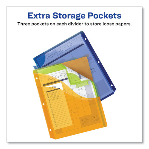 AVE11273 - Avery - Insertable Big Tab Plastic Three-Pocket Corner Lock Dividers, 5-Tab, 11.13 x 9.25, Assorted, 1 Set