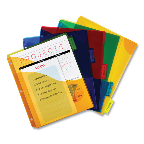 AVE11273 - Avery - Insertable Big Tab Plastic Three-Pocket Corner Lock Dividers, 5-Tab, 11.13 x 9.25, Assorted, 1 Set