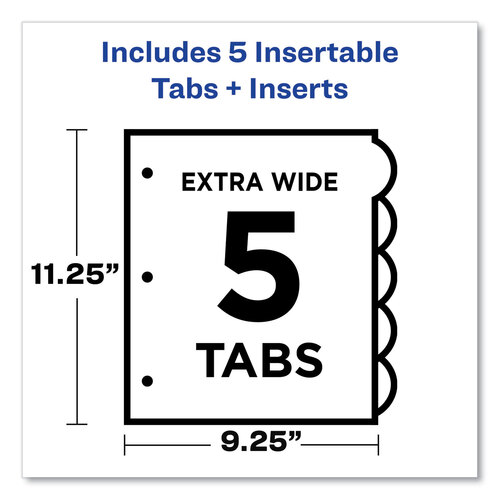 AVE11292 - Avery - Insertable Style Edge Tab Plastic 1-Pocket Dividers, 5-Tab, 11.25 x 9.25, Translucent, 1 Set