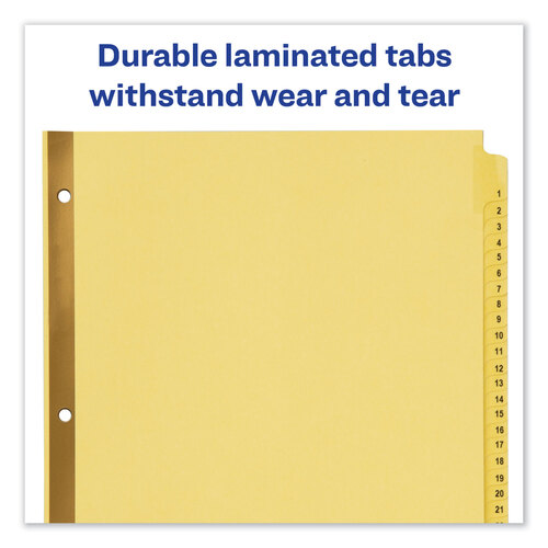 AVE11308 - Avery - Preprinted Laminated Tab Dividers with Gold Reinforced Binding Edge, 31-Tab, 1 to 31, 11 x 8.5, Buff, 1 Set