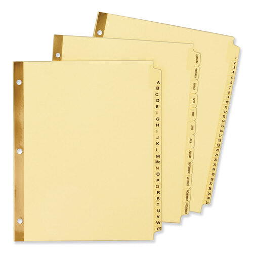 AVE11308 - Avery - Preprinted Laminated Tab Dividers with Gold Reinforced Binding Edge, 31-Tab, 1 to 31, 11 x 8.5, Buff, 1 Set