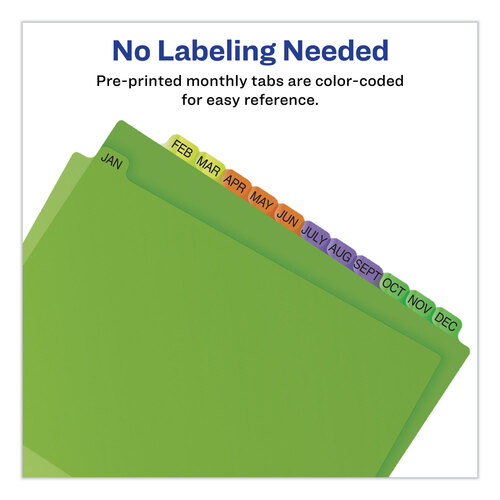 AVE11331 - Avery - Durable Preprinted Plastic Tab Dividers, 12-Tab, Jan. to Dec., 11 x 8.5, Assorted, 1 Set