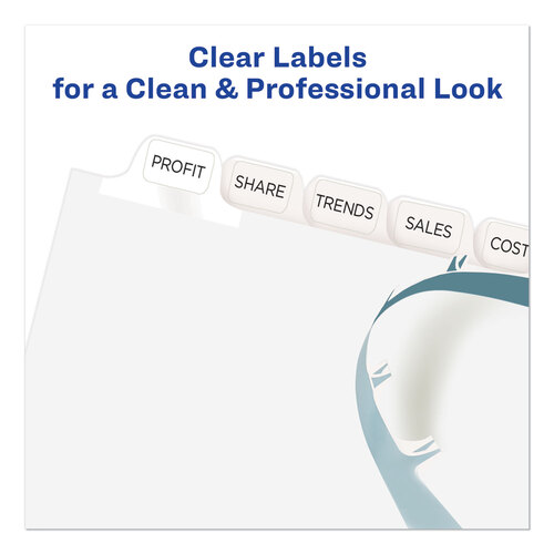 AVE11428 - Avery - Print and Apply Index Maker Clear Label Dividers, 12-Tab, White Tabs, 11 x 8.5, White, 1 Set