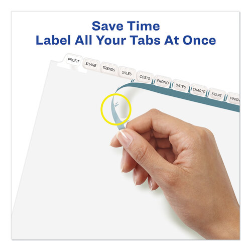 AVE11428 - Avery - Print and Apply Index Maker Clear Label Dividers, 12-Tab, White Tabs, 11 x 8.5, White, 1 Set