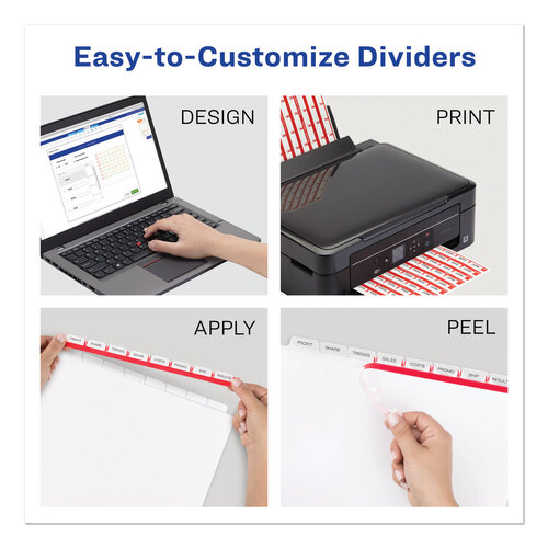AVE11447 - Avery - Print and Apply Index Maker Clear Label Dividers, 8-Tab, 11 x 8.5, White, 25 Sets