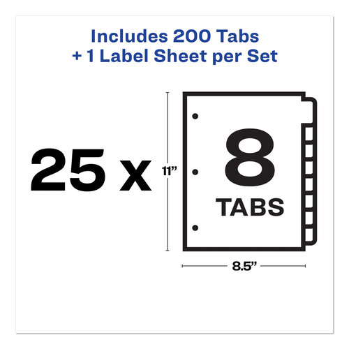 AVE11447 - Avery - Print and Apply Index Maker Clear Label Dividers, 8-Tab, 11 x 8.5, White, 25 Sets