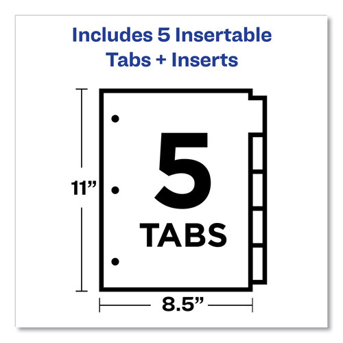 AVE11465 - Avery - Plastic Insertable Dividers, 5-Tab, 11 x 8.5, Assorted Tabs, 1 Set
