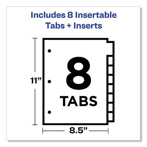AVE11467 - Avery - Plastic Insertable Dividers, 8-Tab, 11 x 8.5, Assorted Tabs, 1 Set
