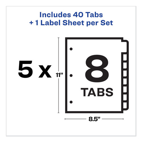AVE11493 - Avery - Print and Apply Index Maker Clear Label Dividers, Big Tab, 8-Tab, 11 x 8.5, White, 5 Sets
