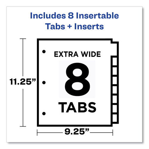 AVE11903 - Avery - Insertable Big Tab Plastic 1-Pocket Dividers, 8-Tab, 11.13 x 9.25, Assorted, 1 Set