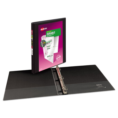 AVE17001 - Avery - Durable View Binder with DuraHinge and Slant Rings, 3 Rings, 0.5&quot; Capacity, 11 x 8.5, Black