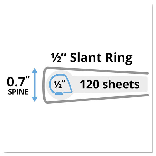 AVE17002 - Avery - Durable View Binder with DuraHinge and Slant Rings, 3 Rings, 0.5&quot; Capacity, 11 x 8.5, White