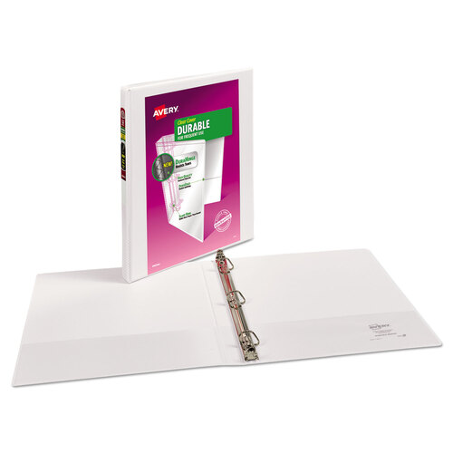 AVE17002 - Avery - Durable View Binder with DuraHinge and Slant Rings, 3 Rings, 0.5&quot; Capacity, 11 x 8.5, White