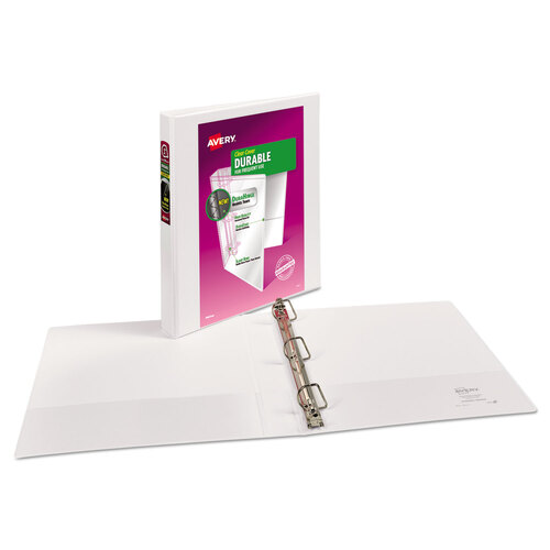 AVE17012 - Avery - Durable View Binder with DuraHinge and Slant Rings, 3 Rings, 1&quot; Capacity, 11 x 8.5, White