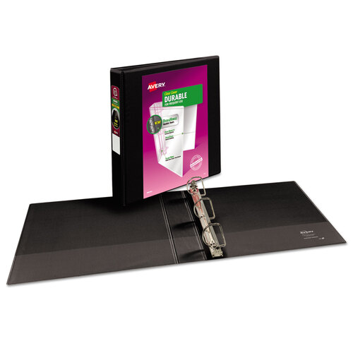 AVE17021 - Avery - Durable View Binder with DuraHinge and Slant Rings, 3 Rings, 1.5&quot; Capacity, 11 x 8.5, Black